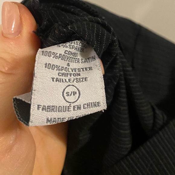 Suzy Shier Dress Black, Silvery-Beige with Chiffon Overlay, Size Small, GUC - Picture 5 of 6